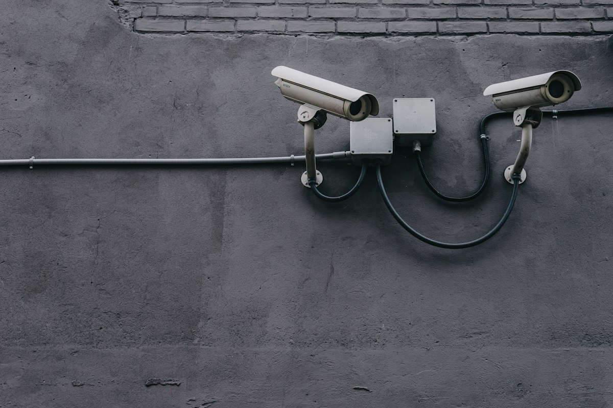 Security camera on the front of a building