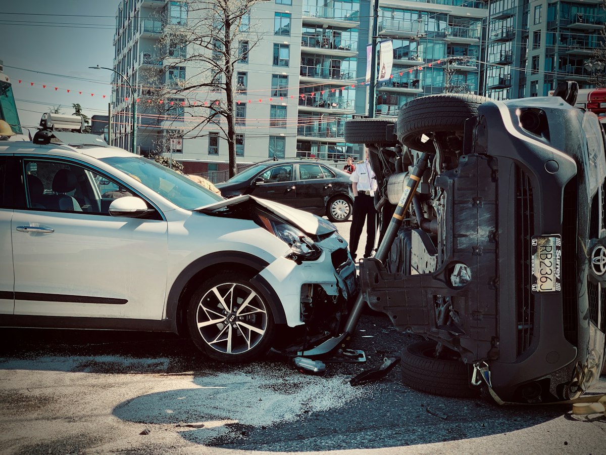 Car damaged in a road traffic accident